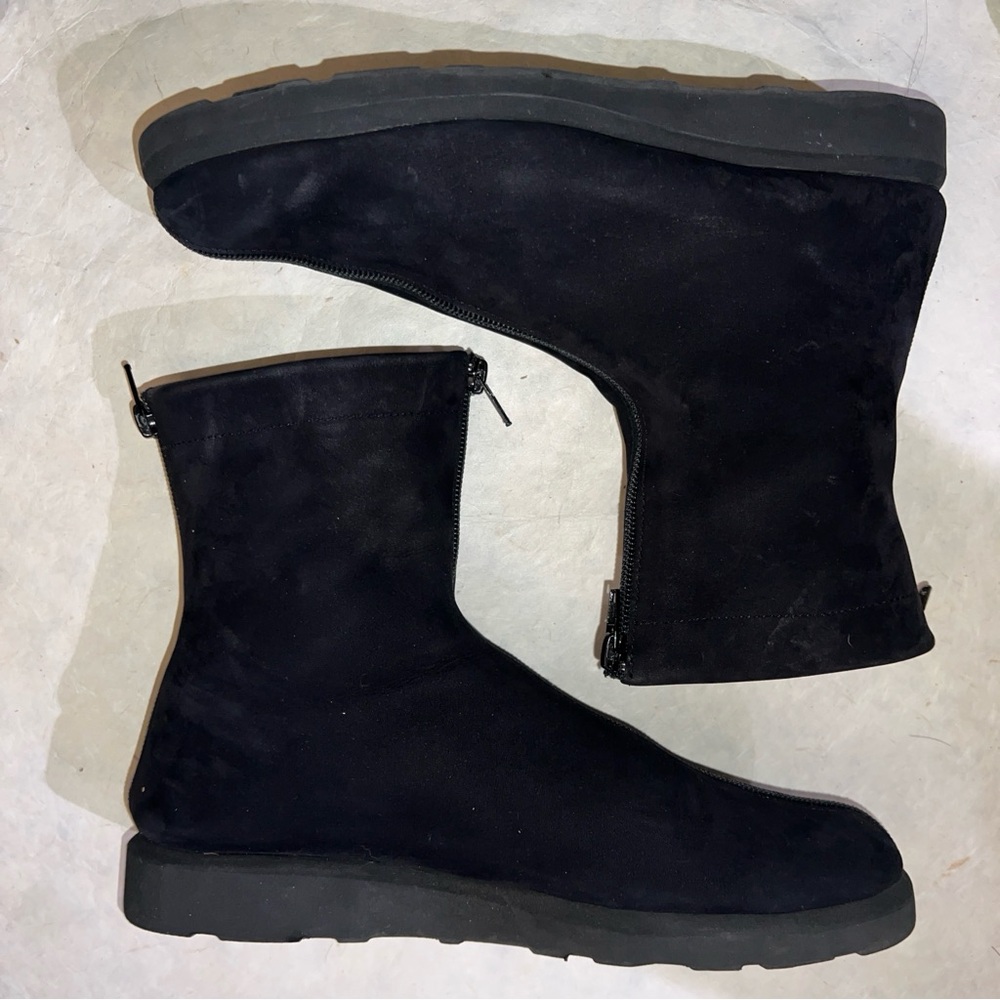Double zip leather ankle boots